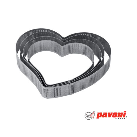 Fascia Inox Microforata a Forma di Cuore 160 x 150 x h 35 mm 2/4 porzioni-Pavoni