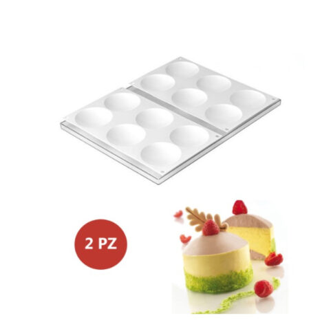 Silikomart Professional Set 2 Stampi in Silicone Cupole Bianco 80xh 20 mm