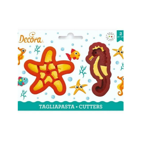 Decora Set 2 Cutters Tagliapasta in plastica Stella e Cavalluccio marino