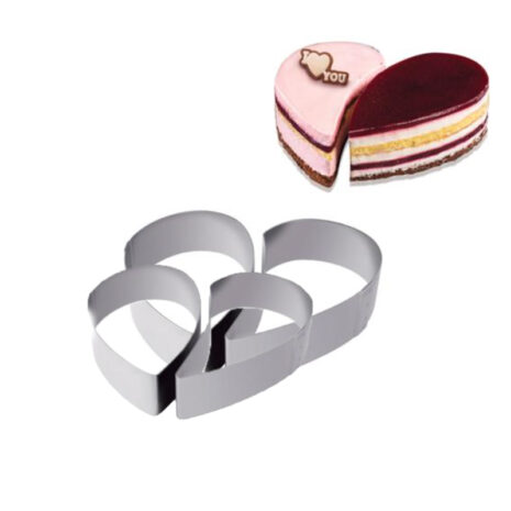 Martellato-Kit Professionale- 4 Fasce Inox per Torte a Forma di Cuore