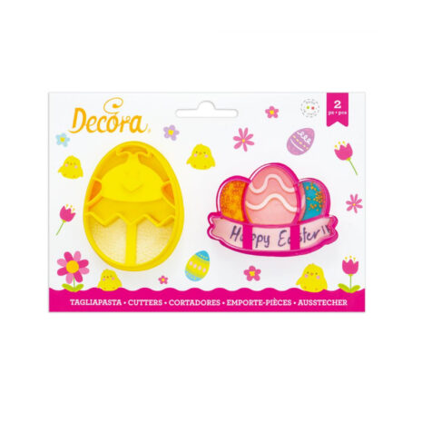 Decora -Set 2 Tagliapasta a Tema Pasquale -PULCINO E UOVA con Festone