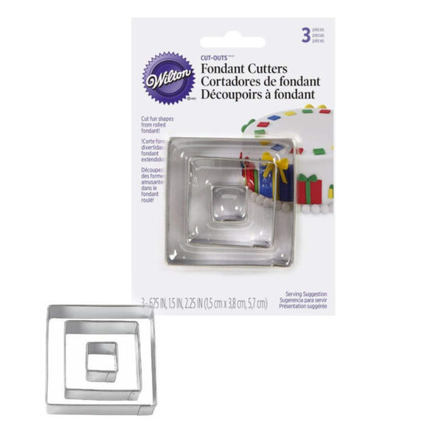Wilton Set 3 Tagliapasta Fondant Cutter Quadrato - immagine 2