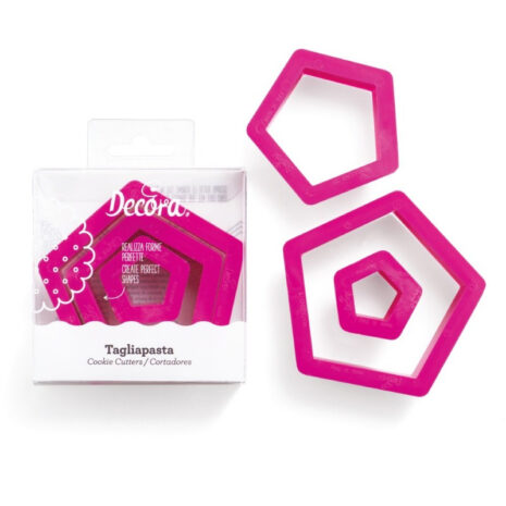 Decora - Kit 3Tagliapasta ,Tagliabiscotti a Pentagono in Plastica