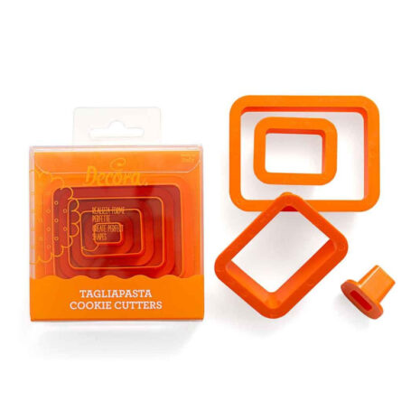 Decora - Kit 4 Tagliapasta ,Tagliabiscotti Rettangolari in Plastica