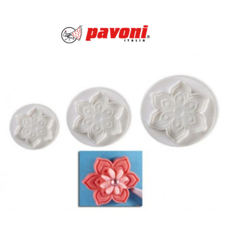 Pavoni -Kit 3 Coppapasta con Estrattore a Forma di Fiore n.3001-Ø 70, Ø 55, Ø 41 mm