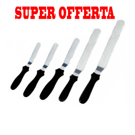 -Kit 5 Spatole Professionali Per Pasticceria -Lama Angolare da 15/20/25/30/35cm