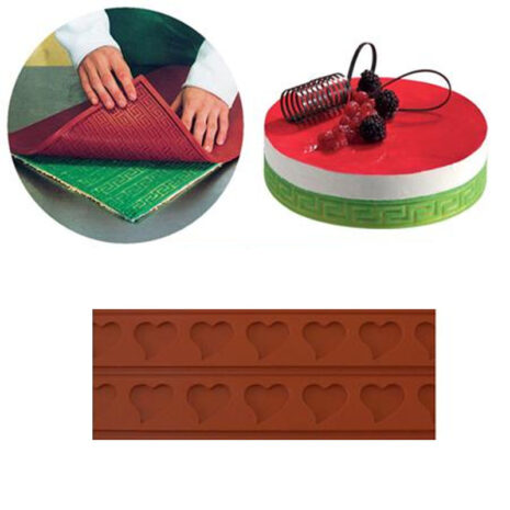 Martellato-Tappeto per Decori Relief con Motivo Cuori 2 Fasce