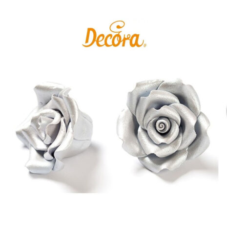 Rosa Argentata in Zucchero Decora 1pz ø 5cm