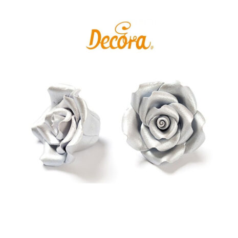 Rosa Argentata in Zucchero Decora 1pz ø 3.5cm