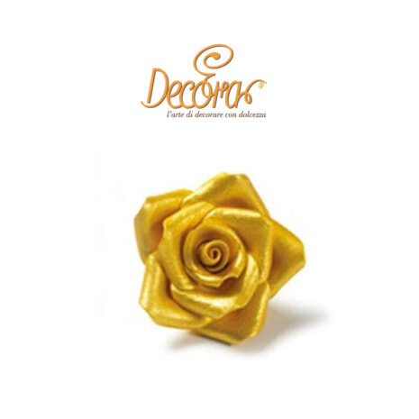 Rosa Dorata in Zucchero Decora 1pz ø 5cm