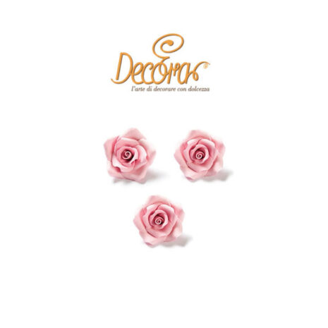 Rose in Zucchero Piccole 3 pz Color Rosa ø 2 cm