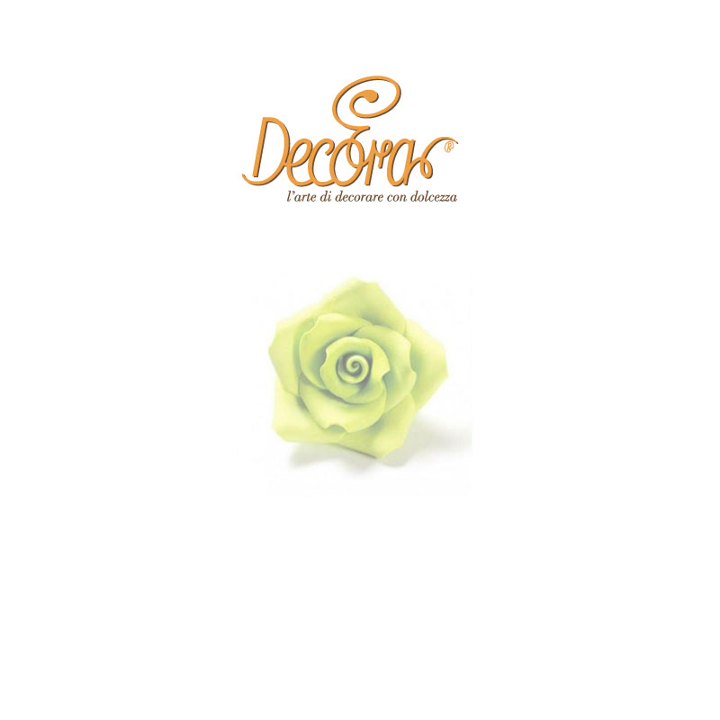 Rosa Verde in Zucchero Decora 1pz ø 3,5cm