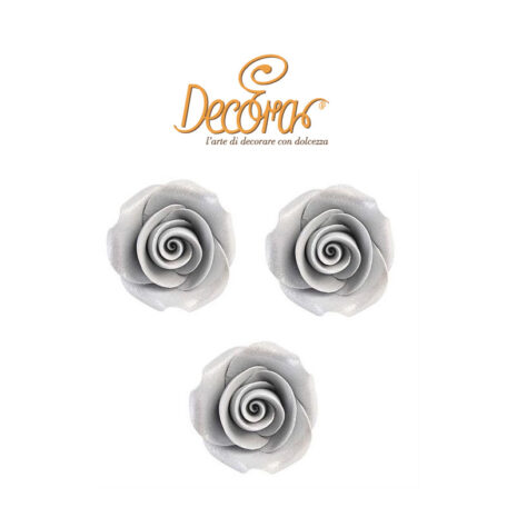 Rose in Zucchero Piccole 3 pz Colore Argento ø 2 cm