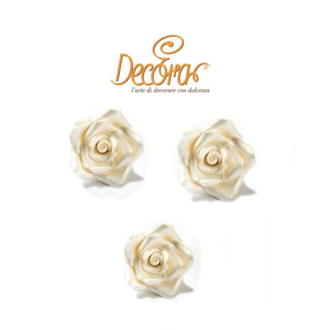 Rose in Zucchero Piccole linea Bakery 3 pz Colore Perla ø 2 cm