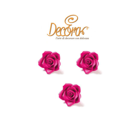Rose in Zucchero Piccole 3 pz Color Fucsia ø 2 cm