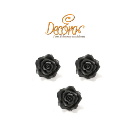 Rose in Zucchero Piccole 3 pz Colore Nero ø 2 cm
