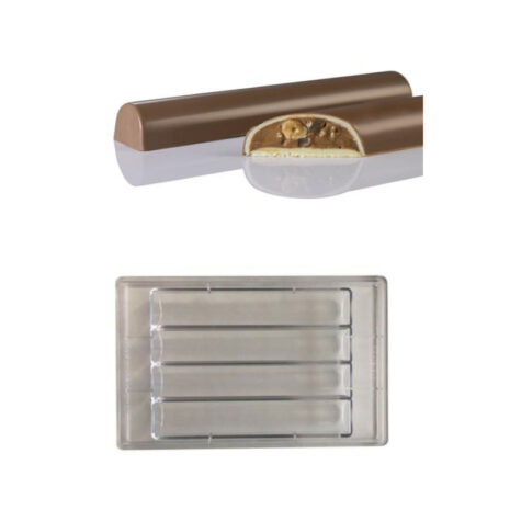 Stampo Cioccolato in Policarbonato Trasparente Martellato, Chocolog Curvy, 4 Cavità