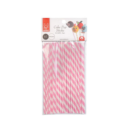 Pop CAKE bastoncini di carta bianchi e rosa 24 pz