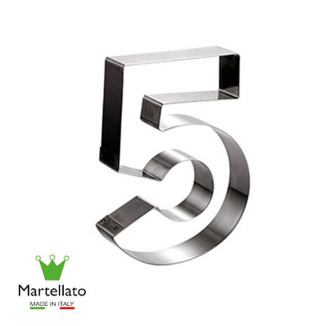 Martellato Anello Torta a Forma di Numero 5 in Acciaio INOX, 300 x 40 mm