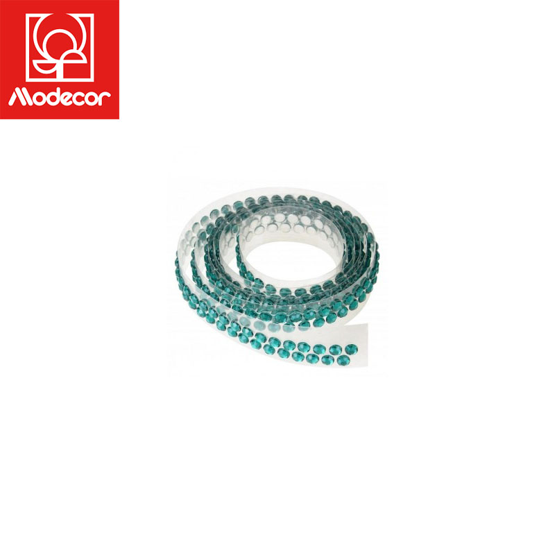 Nastro 2File Strass Verde H1.2x90cm