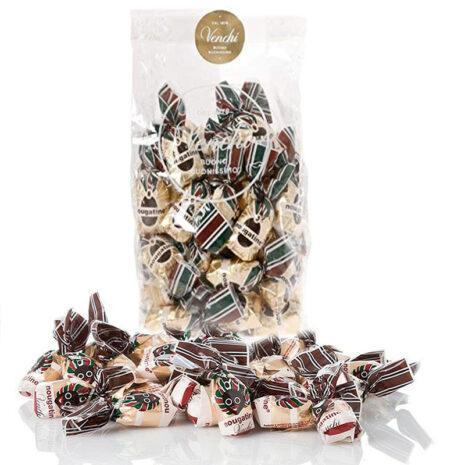 Nougatine  Venchi - Nocciole Piemonte IGP tritate e caramellate ricoperte di cioccolato fondente 56%- 100gr
