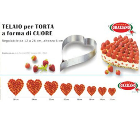 Stampo inox per torta regolaboile a forma di cuore da 12 a 26 cm