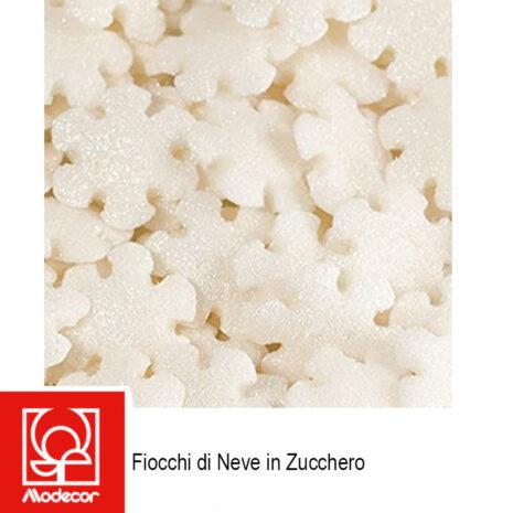Modecor-Fiocchi di Neve Bianchi Glitterati in  Zucchero 100g