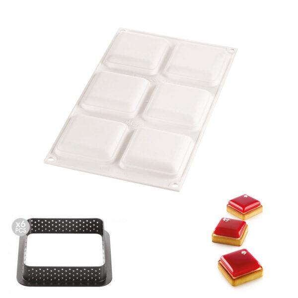 Silikomart - Kit Tarte Ring Square 80x80mm