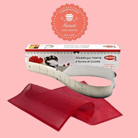 Promo- Stampo Inox Regolabile a Forma di Cuore + Tappetino Microforato 30x40