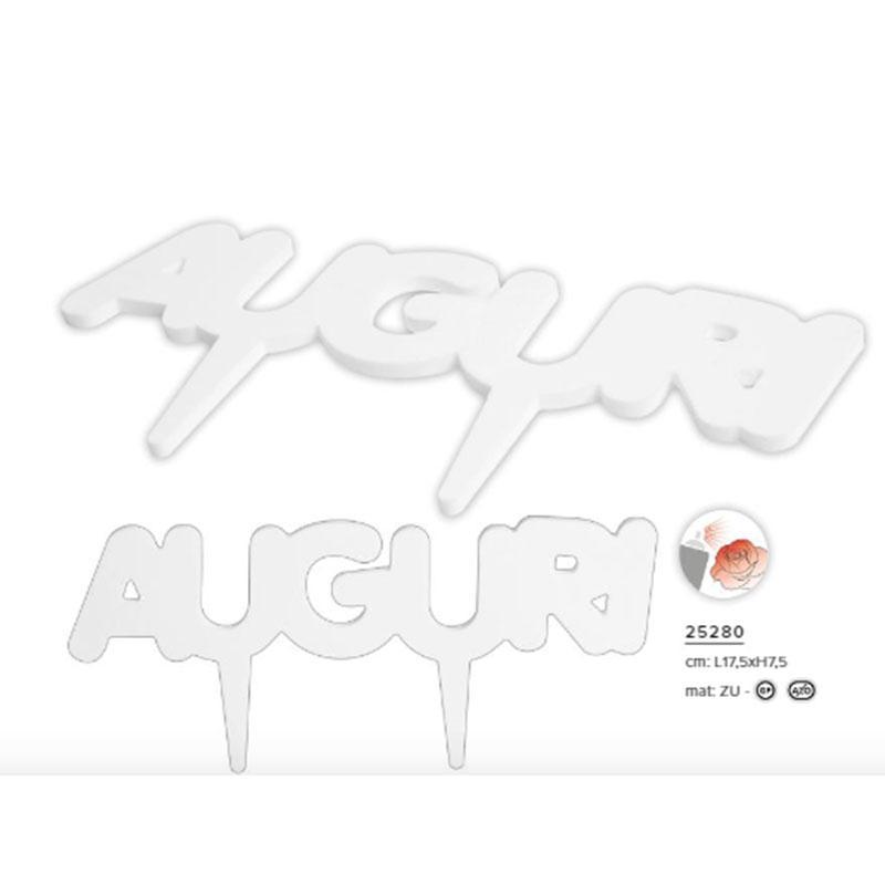 Modecor Cake Topper Bianco -Auguri