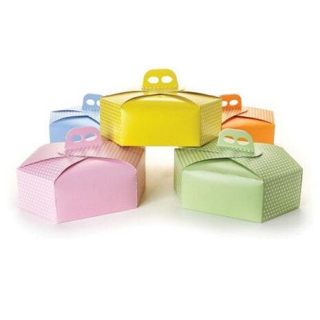 Scatola Porta Colomba Esagonale Gialla a Pois 35x24,5h11 cm 1000gr