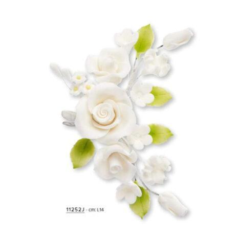 Modecor Ramo Con Foglie Rose Avorio Decorazioni Floreali