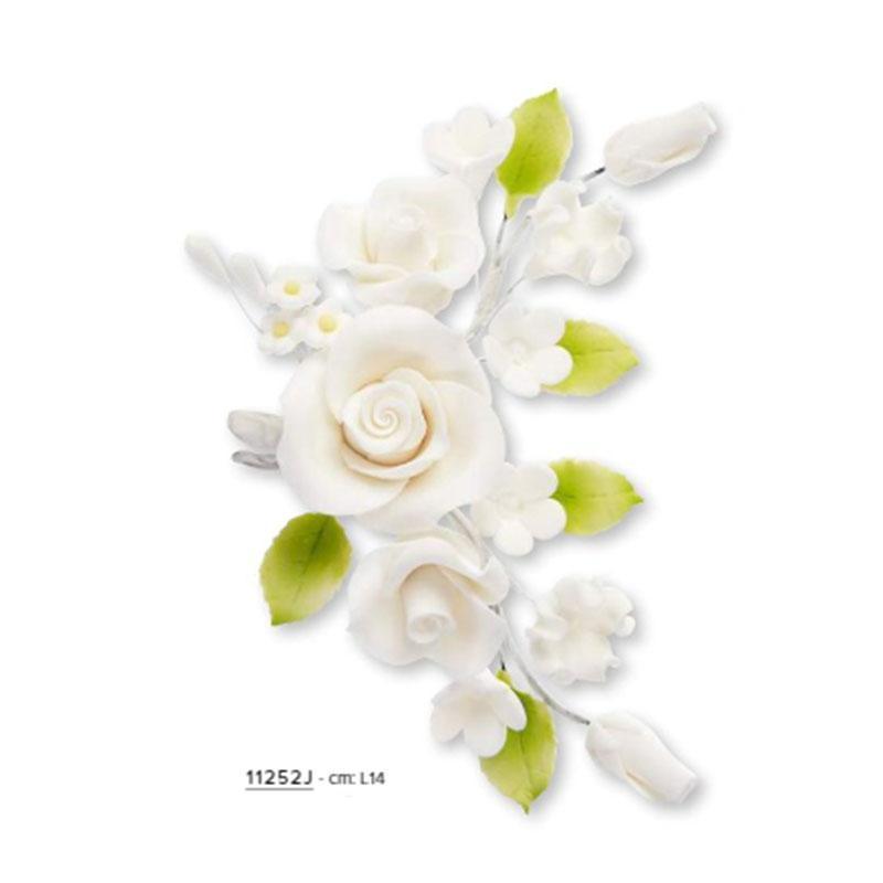 Modecor Ramo Con Foglie Rose Avorio Decorazioni Floreali