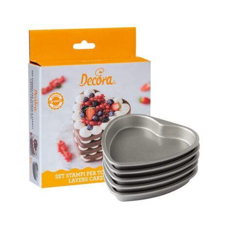 Decora Set 5 Stampi Cuore per Torte a Strati 15 X 2 h cm