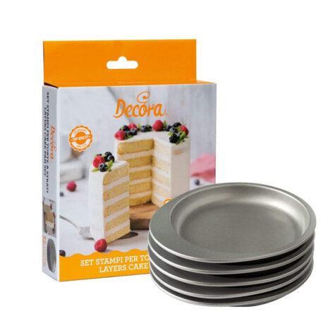 Decora  Set 5 Stampi Tondi per Torte a Strati Ø 15 X 3,5 h cm