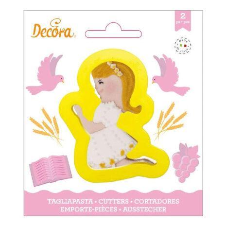 Decora Tagliabiscotti Comunione Bimba, Giallo, 8,5 x 6 x 2 cm