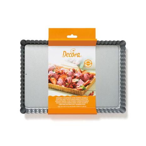 Decora Teglia con Fondo Removibile in Acciaio Antiaderente  per Crostate 32x22x3,5