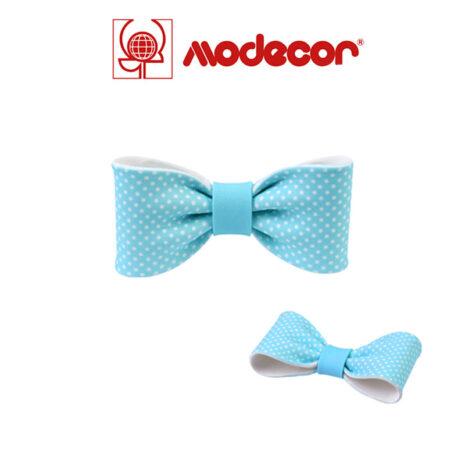 Modecor Decorazioni in Zucchero- Fiocco Azzurro a Pois Binchi- L10xH5 cm