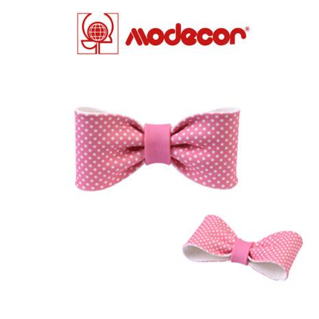 Modecor Decorazioni in Zucchero- Fiocco Rosa a Pois Binchi- L10xH5 cm