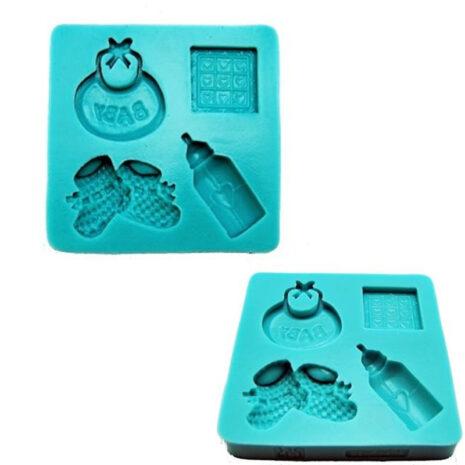Graziano Stampo in silicone alimentare con 4 simpatici disegni a tema nascita