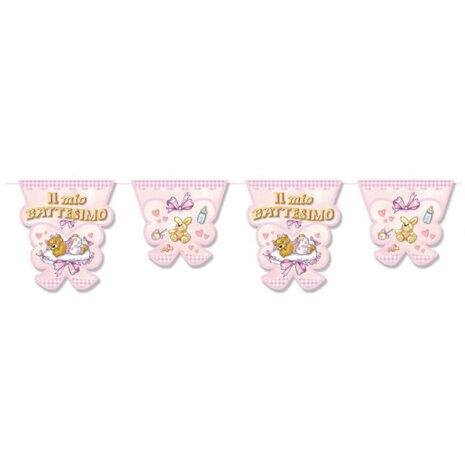 Festone il mio Battesimo Orsetto Rosa