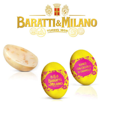 Baratti & Milano, Ovetti Maculati al Cioccolato Bianco con Granella di Caramello, Senza Glutine, 100 grammi