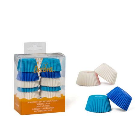 Decora -Pirottini Pirottini Muffin Assortiti -Bianco, Celeste e Blu 200pz ø 32 x 22 h mm
