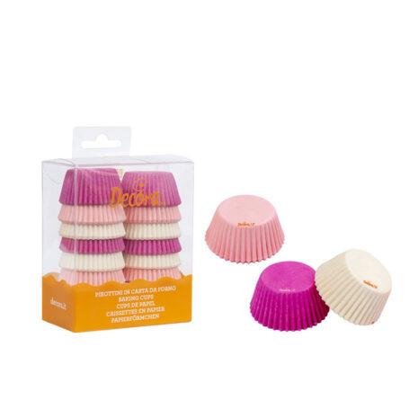 Decora -Pirottini Pirottini Muffin Assortiti -Bianco, Rosa e Fucsia 200pz ø 32 x 22 h mm
