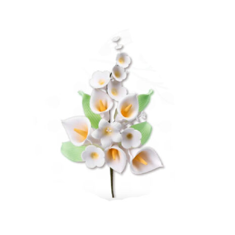 Modecor Decorazioni Di zucchero Bouquet di Calle e Fiorellini Bianchi