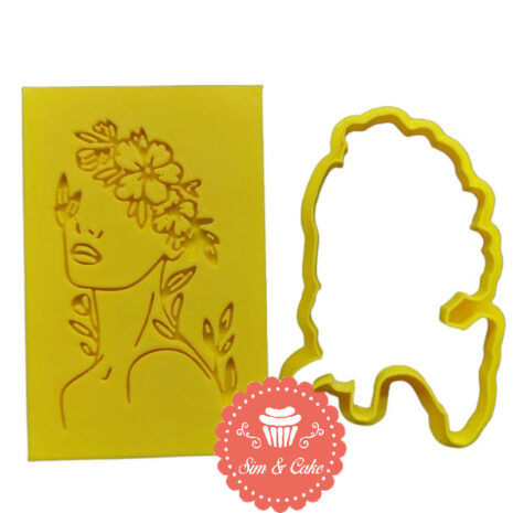 Cookie cutter tagliabiscotti Timbro Riverse +Cutter Donna in Fiori e Foglie