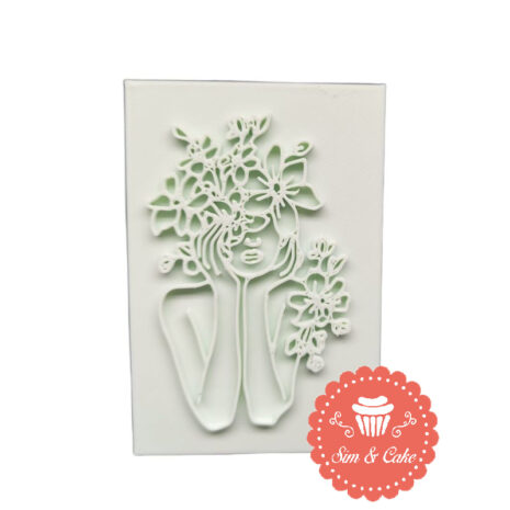 Cookie cutter  tagliabiscotti Placchetta Timbro Donna in Fiori mezzo busto