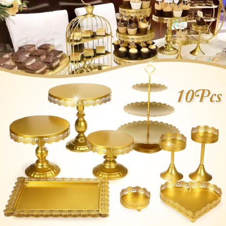 Set 10 Espositori in metallo per torta ORO