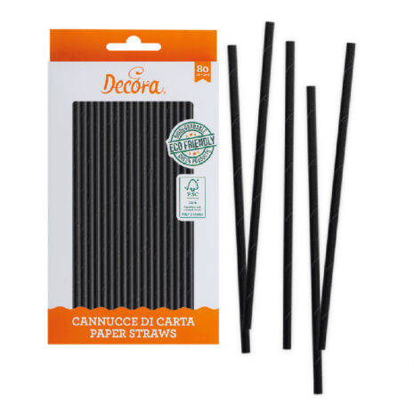 Decora Cannucce Black in Carta Biodegradabile – 80 Pezzi
