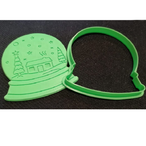 Tagliabiscotti di Natale – Sfera di Vetro Casetta e 2 Alberi di Natale  – Cutter Completo Riverso 9cm